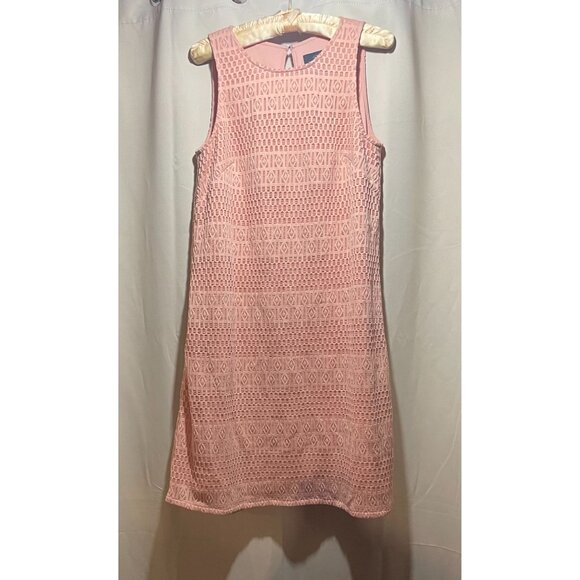 Adrianna Papell Pink Sleeveless Geometric Lace Shift Dress Size 6 - Picture 1 of 4